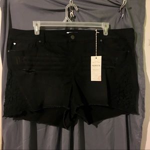 NWT Black Denim Shorts w/Lace & Distressed Details
